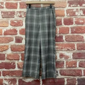 Lovers + Friends Trousers Women's Small Black White Plaid Wide Leg Cropped